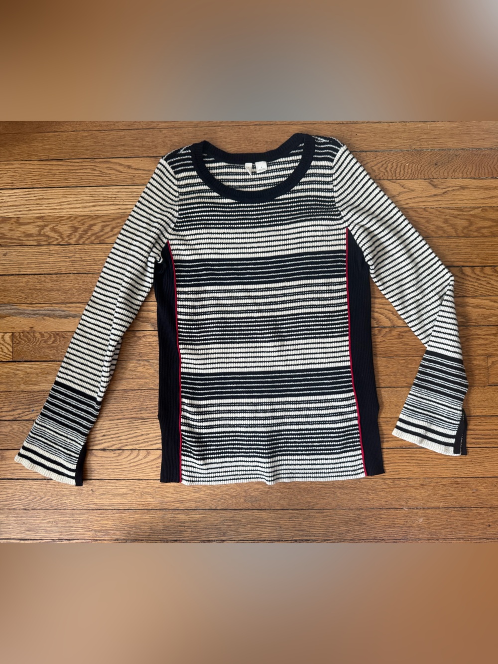 Anthropologie Moth Black and White Striped Knit Top - Size Medium